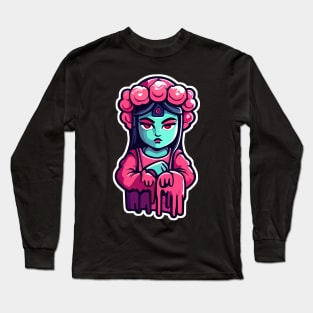 Faceless Pink-Haired Character - Unique Artistic Design Long Sleeve T-Shirt